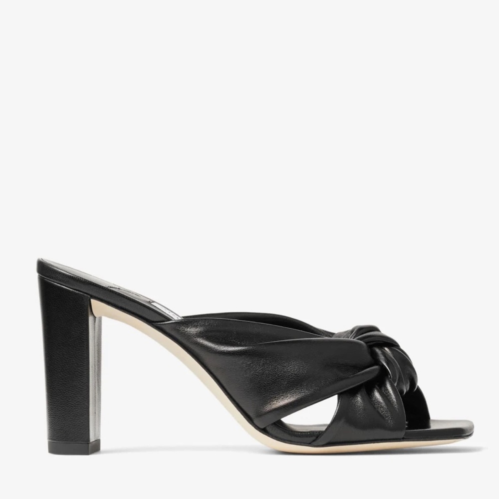 JIMMY CHOO Black Nappa Leather Mules
